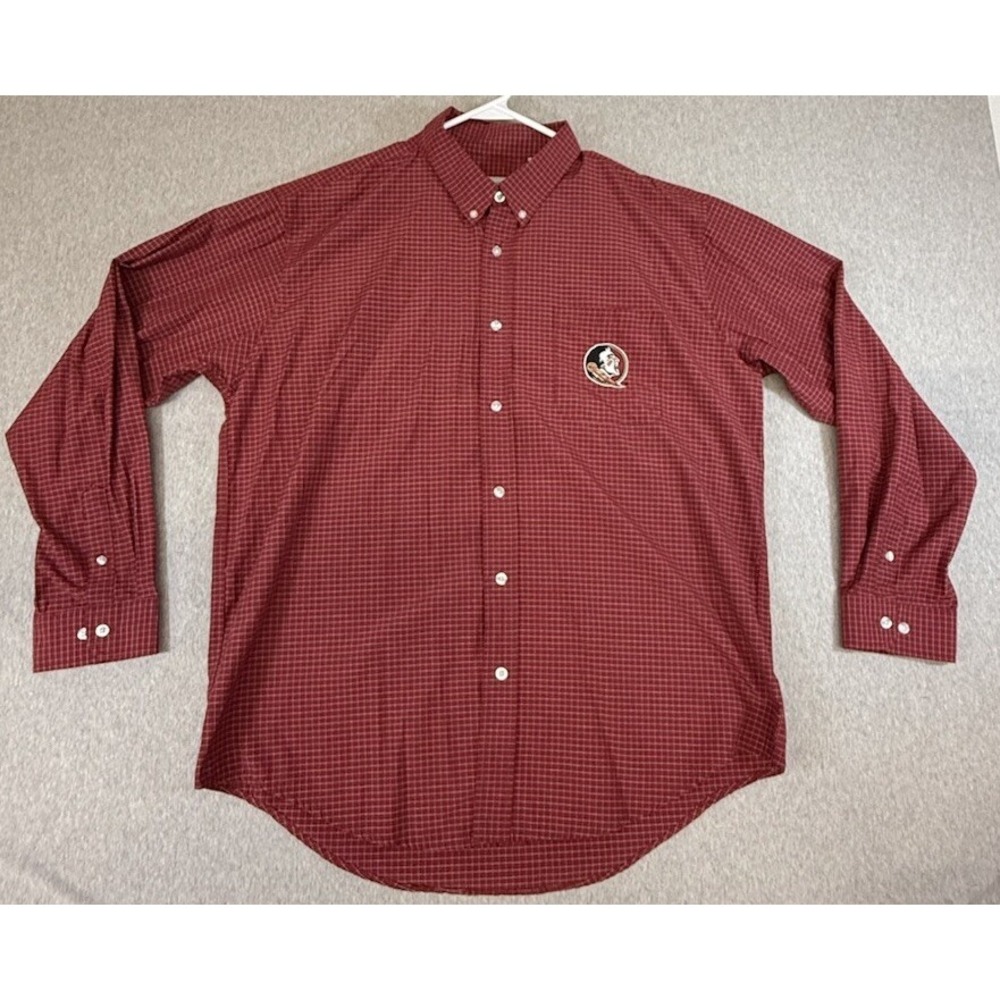 Campus Specialties Mens Florida State Seminoles Button Down Shirt Gingham Sz XL